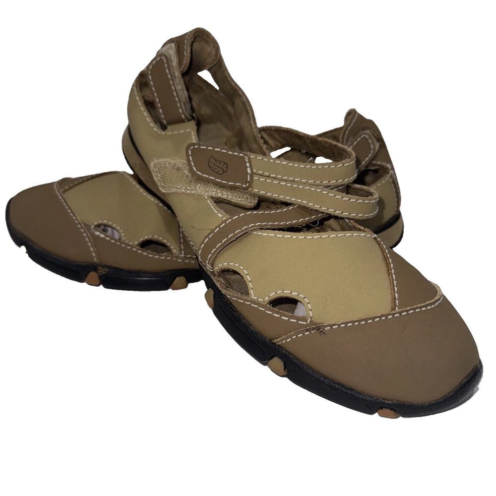 Sandals Golfstream Womens Size 9 Multi-Tone Brown Leather Hook-Loop Strap
